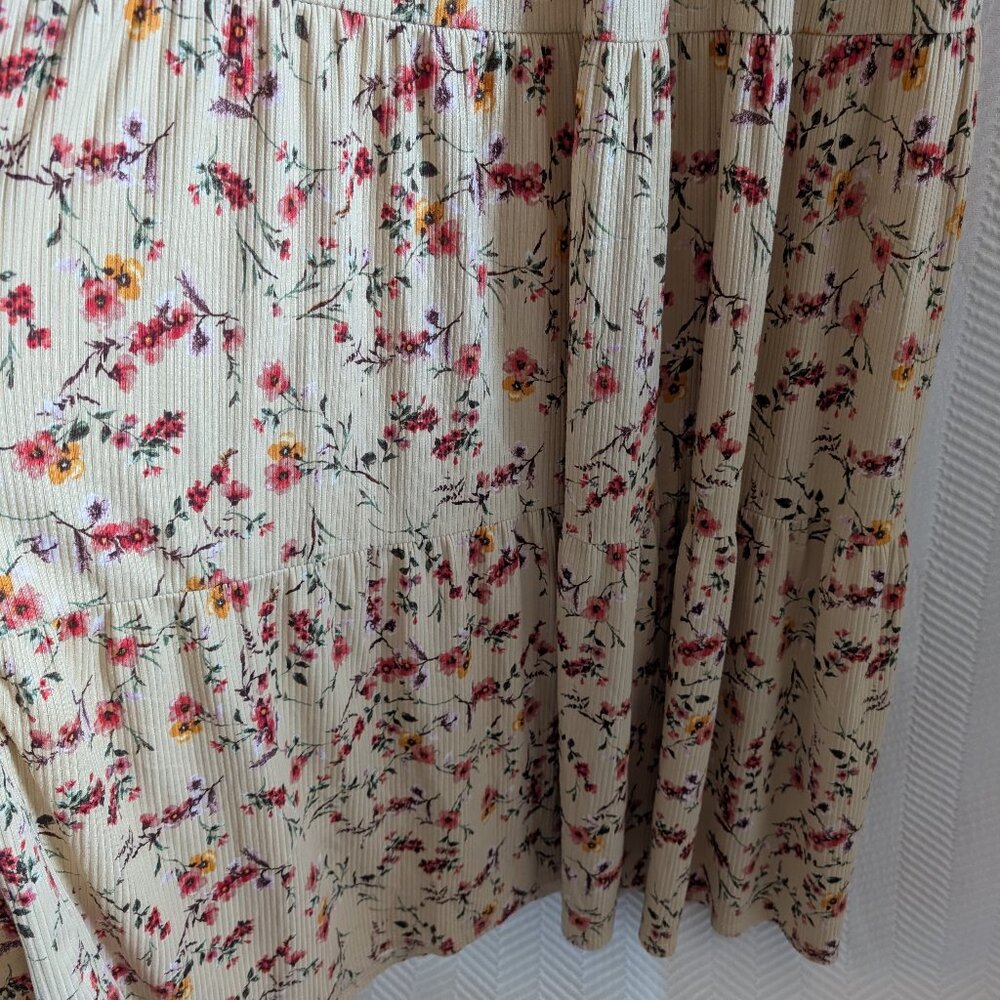 Jessica Simpson Floral Ribbed Maxi Dress V-Neck Sleeveless Medium Cottagecore - Picture 6 of 12